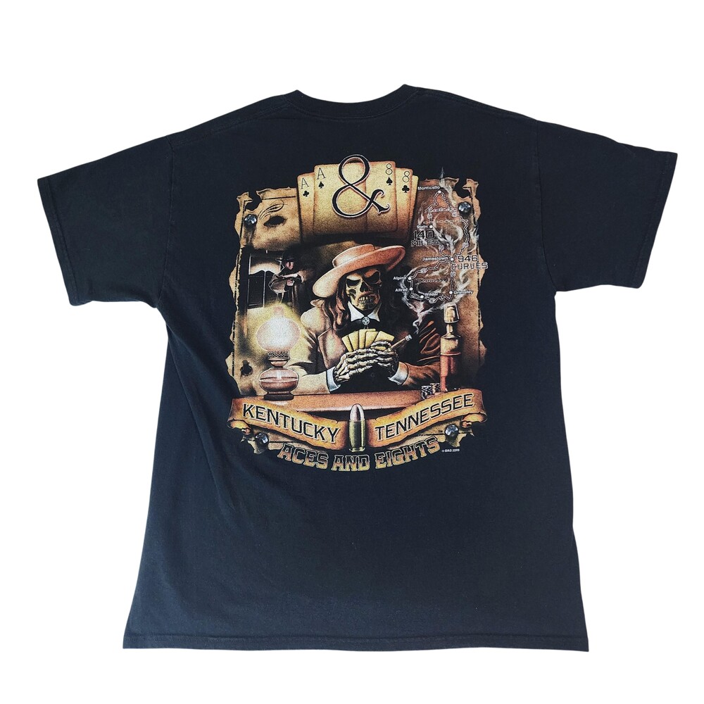 Aces and Eights Shirt Mens Large Black Kentucky Tennessee Biker Graphic 2016